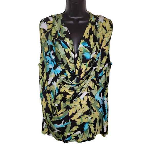 Classiques Entier Tropical Foliage Print silk sleeveless top Size XL - Picture 1 of 6